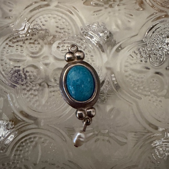 Lot of Vintage CCO Sterling Silver Earring Charms Pearl Dangles Blue Green Turqu - Picture 10 of 13